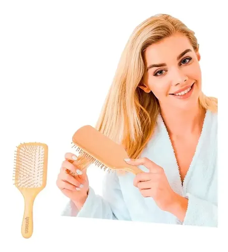 Cepillo Paleta Cabello Natural Madera Eco Friendly Antifrizz Marrón