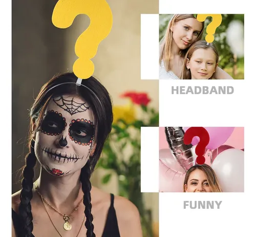 Divertido Aro For El Pelo Con Signos De Interrogación Y Exc