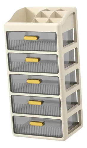Organizador De Escritorio Y Maquillaje 5 Niveles Marrón Crem Creamy Brown 5 Tier