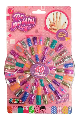 Set De Uñas 60 Piezas Divertidas Colores Y Diseños Surtidos