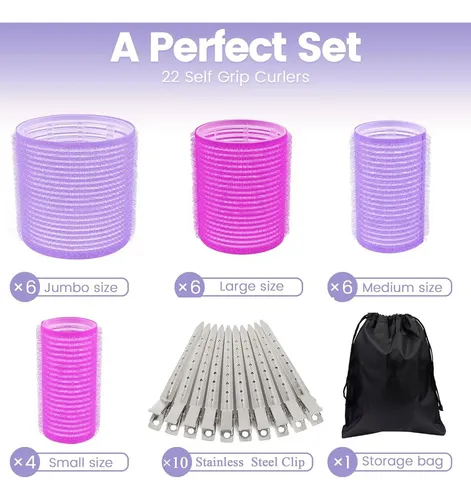 Juego De 33 Rulos Autoadhesivos Elaso Para Cabello Largo Y