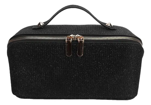 Bolsa De Maquillaje Con Lentejuelas, Plana, Abierta, Portáti