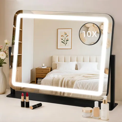 Espejo De Tocador Gioeda 55x43cm Con Aumento 10x Y Luz Led