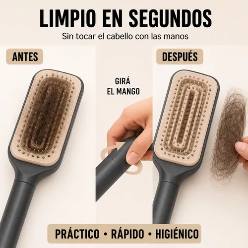 Peine De Pelo Autolimpiante Cerdas Retráctiles Unisex X4u