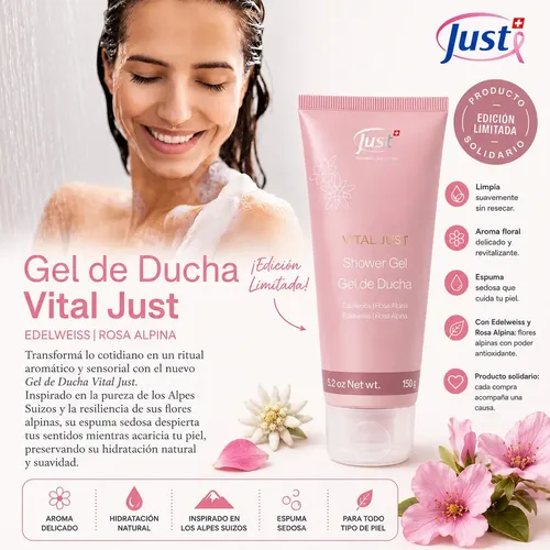 Gel De Ducha Vital Just Con Edelweiss Y Rosa Alpina 150g
