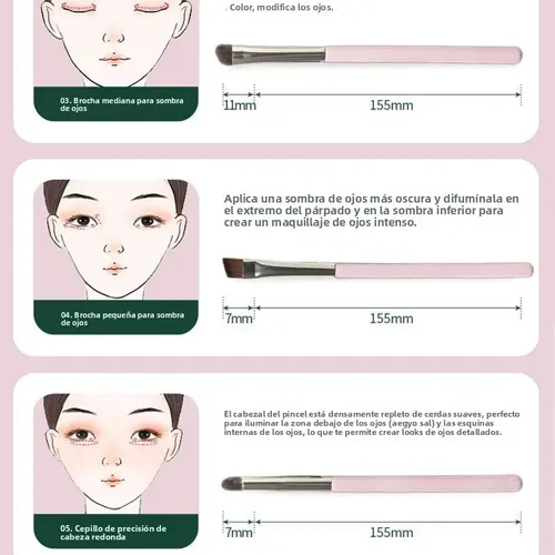 5 Pcs Set Pinceles De Sombras Suaves Sin Caer Pincel Para