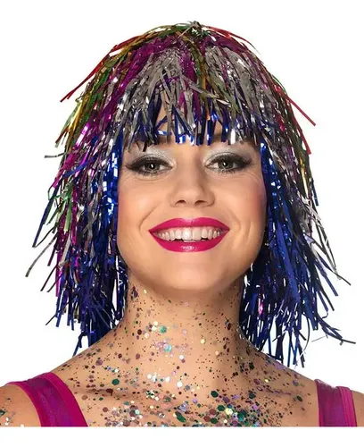 10 Pelucas Metalizadas Varios Colores Cotillón Carioca