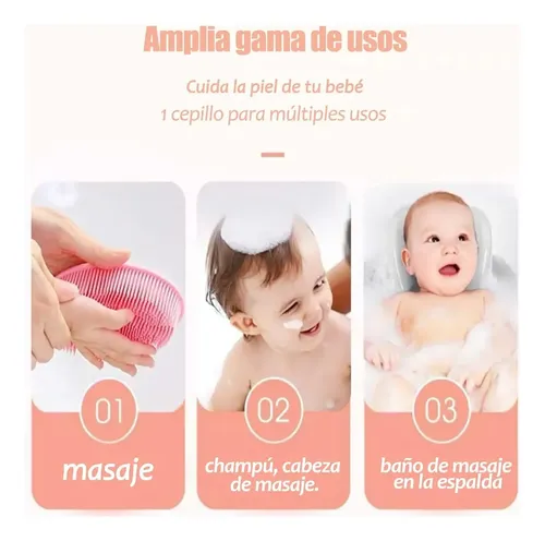 Cepillo Champú Silicona 2 En 1 Masaje Capilar Y Baño