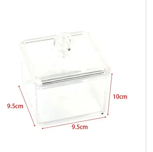 Organizador Acrilico Con Tapa Algodonera Maquillaje 9,5×9,5 Transparente