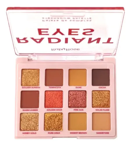 Paleta 12 Sombras Matte Glitter Radiant Eyes Ruby Rose Color Terracota