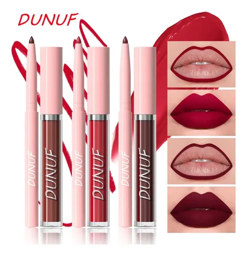 Set Labial 2 En 1 Delineador Y Brillo Mate Dunuf