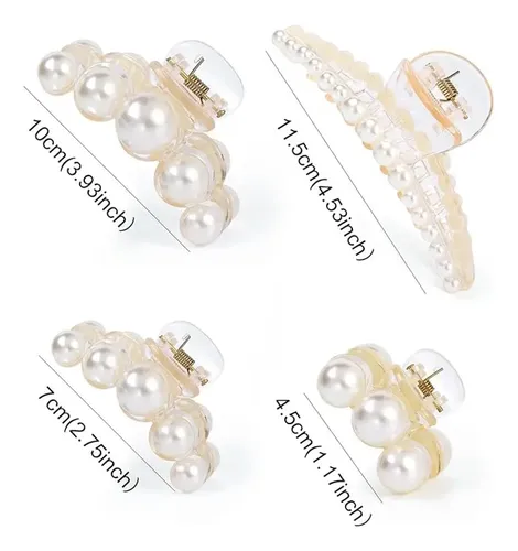 K Pinzas Grandes For El Pelo Con Forma De Perla, 4 Unidades