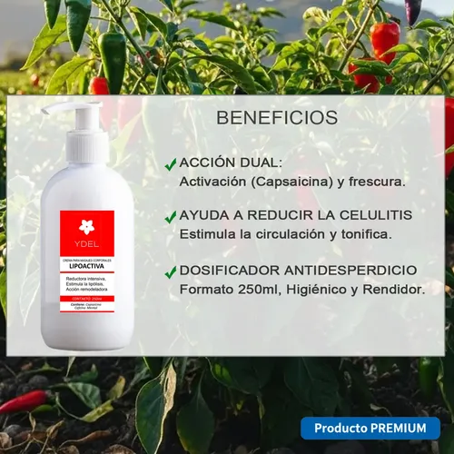 Kit Crema Reductora Lipoactiva Ydel + Masajeador Corporal Fragancia Frutal