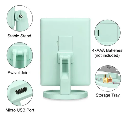 Espejo De Maquillaje Deweisn Con Luz Led 21 Luces Verde