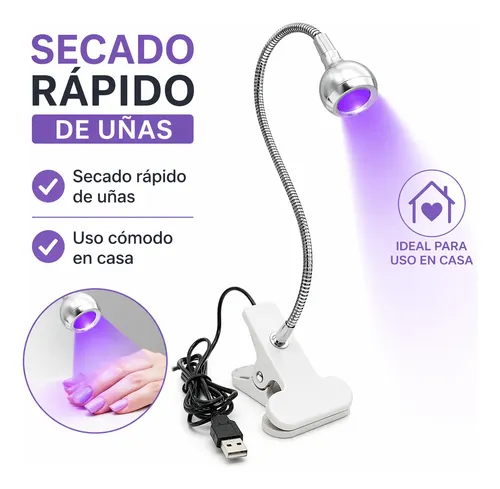 Lámpara Uv Led Flexible Con Clip Para Uñas Secado Rápido