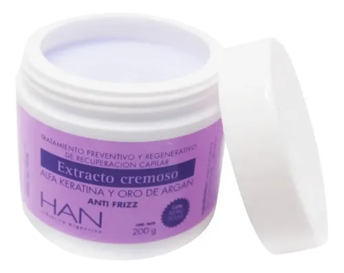 Baño De Crema Han Keratina Y Oro De Argan Anti Frizz 200g