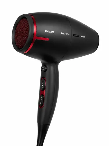 Secador De Pelo Philips Pro Hairdryer HPS910 Profesional 2100W Cuenta Con 2 Boquillas Concentradoras Tiene Aire Frío Cable 2,5 Metros Filtro Removible Uso Profesional Negro Peluqueria Secado Rapido