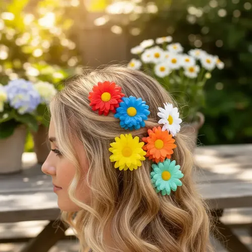 Broches De Pelo Clips Girasoles Pack X 12 Unidades Colores A Disponibilidad