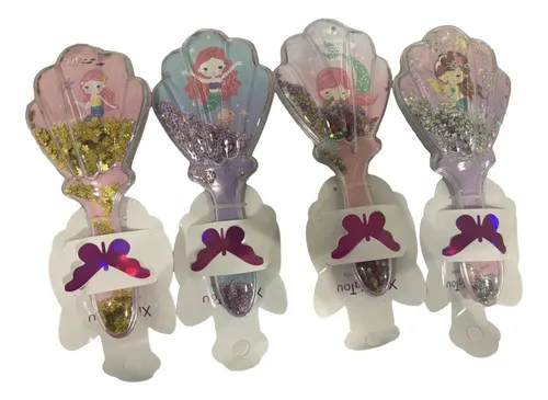 Cepillo Para Niña Sirena Glitter Peine Desenredante Infantil