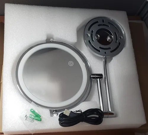 Espejo Pared Iluminación Led Aumento 10x Y 1x Reversible 360