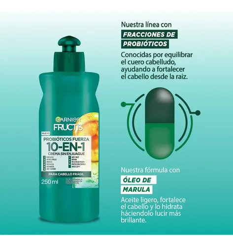 Crema Para Peinar Fructis Probióticos Fuerza 10 En 1 250ml
