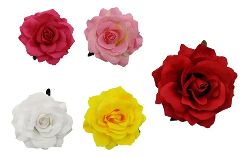 5 Pinches Pelo Forma Rosa Broche Flor Simulación