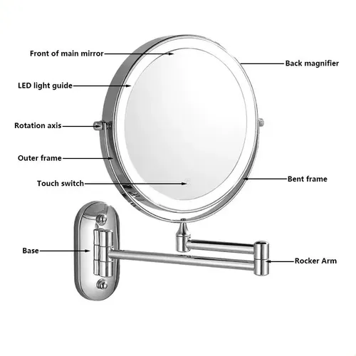 Espejo De Maquillaje Pared 8 Pulgadas Doble Cara Ajustable