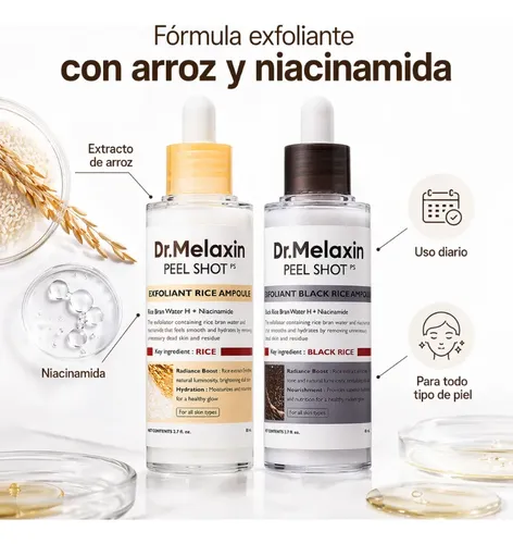 Set Exfoliante Facial De Niacinamida Dr Melaxin Rice Peel Sh