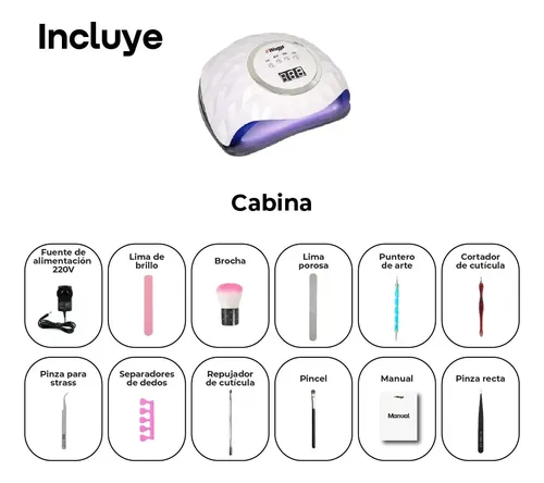 Lámpara Secadora de Uñas UV LED 268W Waggs CABU02 con Temporizador