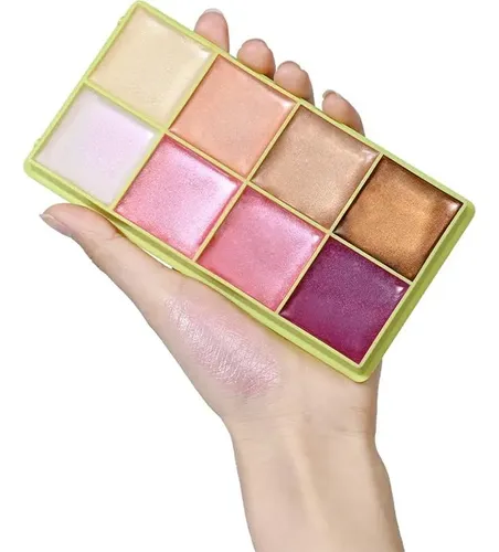 Paleta De Iluminadores En Crema 8 Colores Para Mujeres