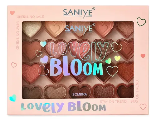 Paleta Sombras Saniye Lovely Bloom Corazones Glitter Matte Tono 01. Rosa