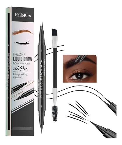 Lápiz De Cejas Negro Impermeable De Larga Duración 2 Puntas