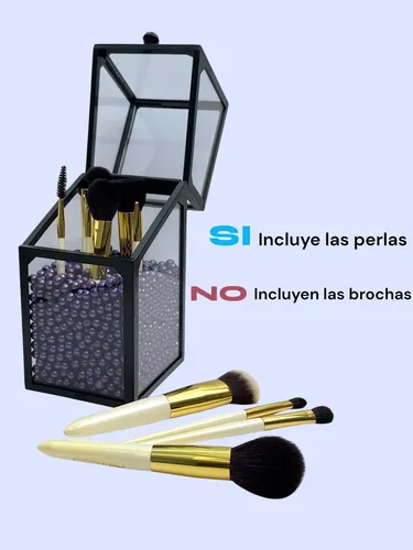 Organizador De Brochas Pinceles Maquillaje Vidrio Sin Pincel