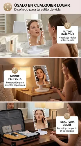 Espejo Rectangular De Mano Aitech Espejo Led Rectangular Con