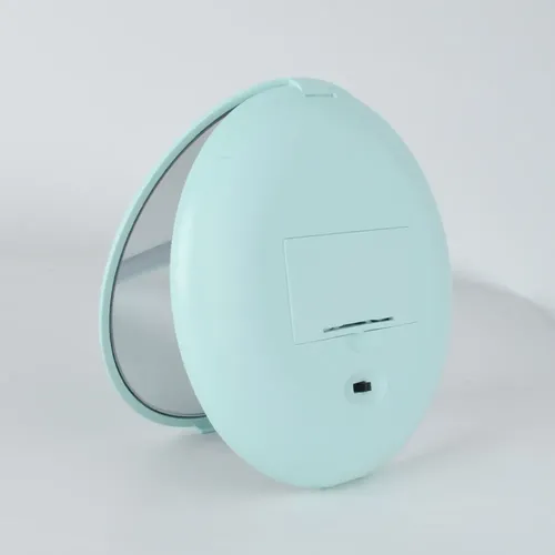 Espejo De Bolsillo Iluminado Negro De 1 Pieza, Aumento De 1x