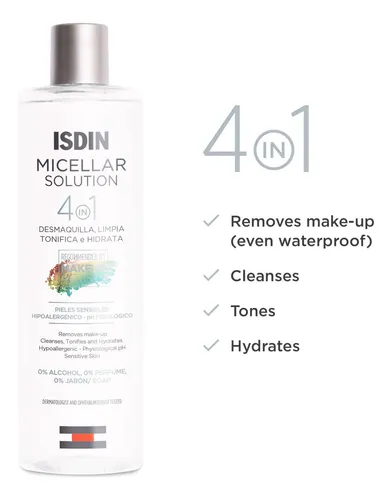 Desmaquillante 4 En 1 De Agua Micelar Isdin, 13.5 Fl Oz