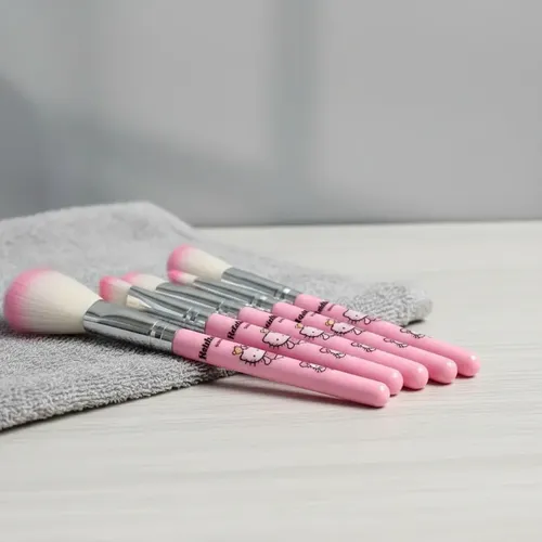 Set De Brochas De Maquillaje Hello Kity Con Estuche
