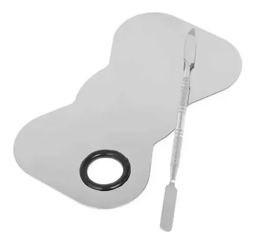 Paleta Mezcladora Maquillaje Con Espátula Acero Inoxidable