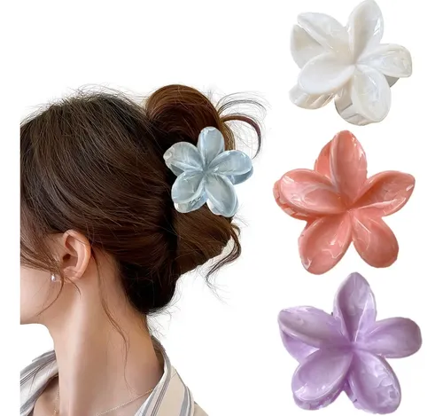 A Hebilla Gancho Broche Para Pelo Forma Flor Hawaiana X4