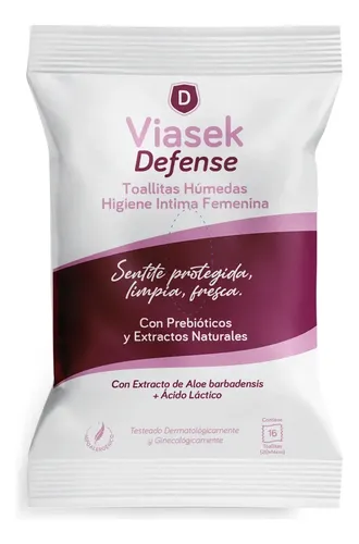 Viasek Defense Toallitas Húmedas Higiene Íntima 16 Unidades