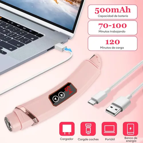 Depiladora Eléctrica Mujer 2en1 Intima Bikini Recargable Rt Rosa