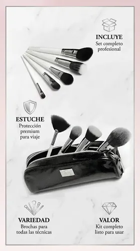 Set Premium 9 Brochas De Maquillaje Profesional + Estuche de Melody Scher Blanco
