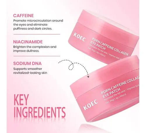 Parches Under Eye Colágeno Cafeína Antiedad Ojeras Coreano
