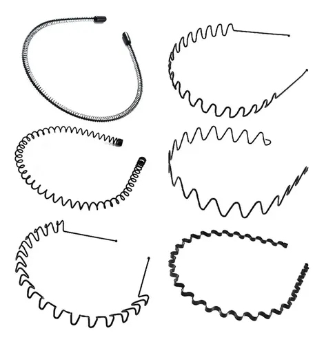 / Diadema De Metal De 6 Piezas, Aro De Pelo Negro //