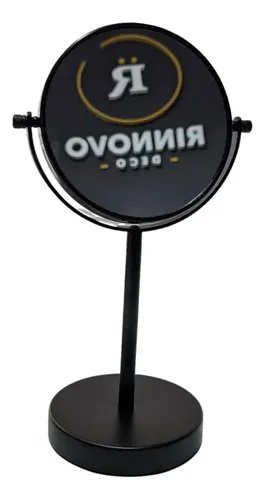 Espejo de Mesada Redondo para Maquillaje, Negro Mate con Aumento 5x
