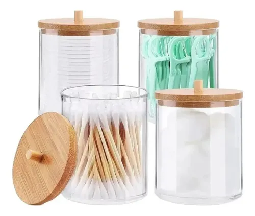 Organizador Con Tapa Vgo Contenedor Mediano Acrílico Y Bambu