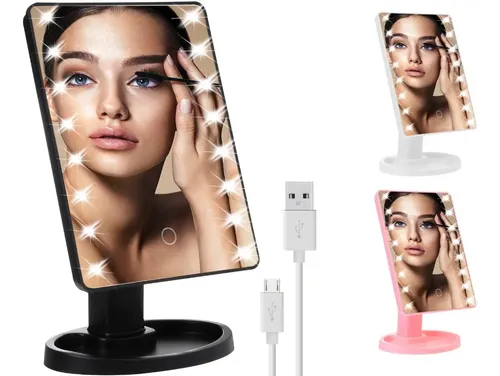 Espejo Maquillaje Tactil Luz 16 Led 3 Modos Touch Usb