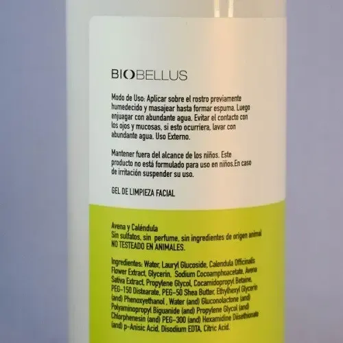 Gel Limpieza Facial Avena Calendula Vegan 300ml Biobellus