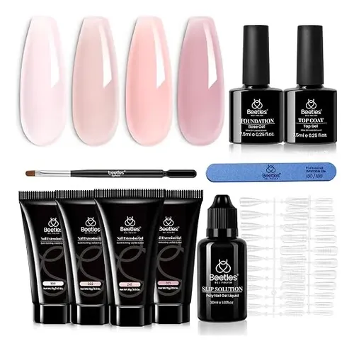 Beetles Gel Extensiones Uñas Kit 4 Colores Poly Nail Gel