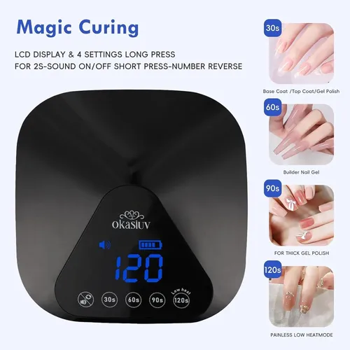 Cabina Uv Led Para Uñas Inalámbrica Con Guantes Y Base Met